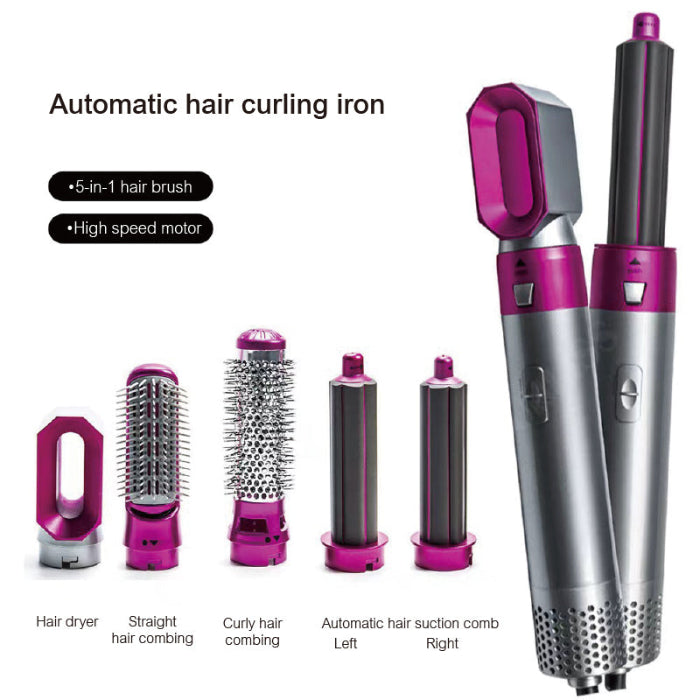 5 In 1 Professional Curling Iron Detachable Hot Air Comb High Speed Hair Dryer Automatic Hair Suction Air Curl