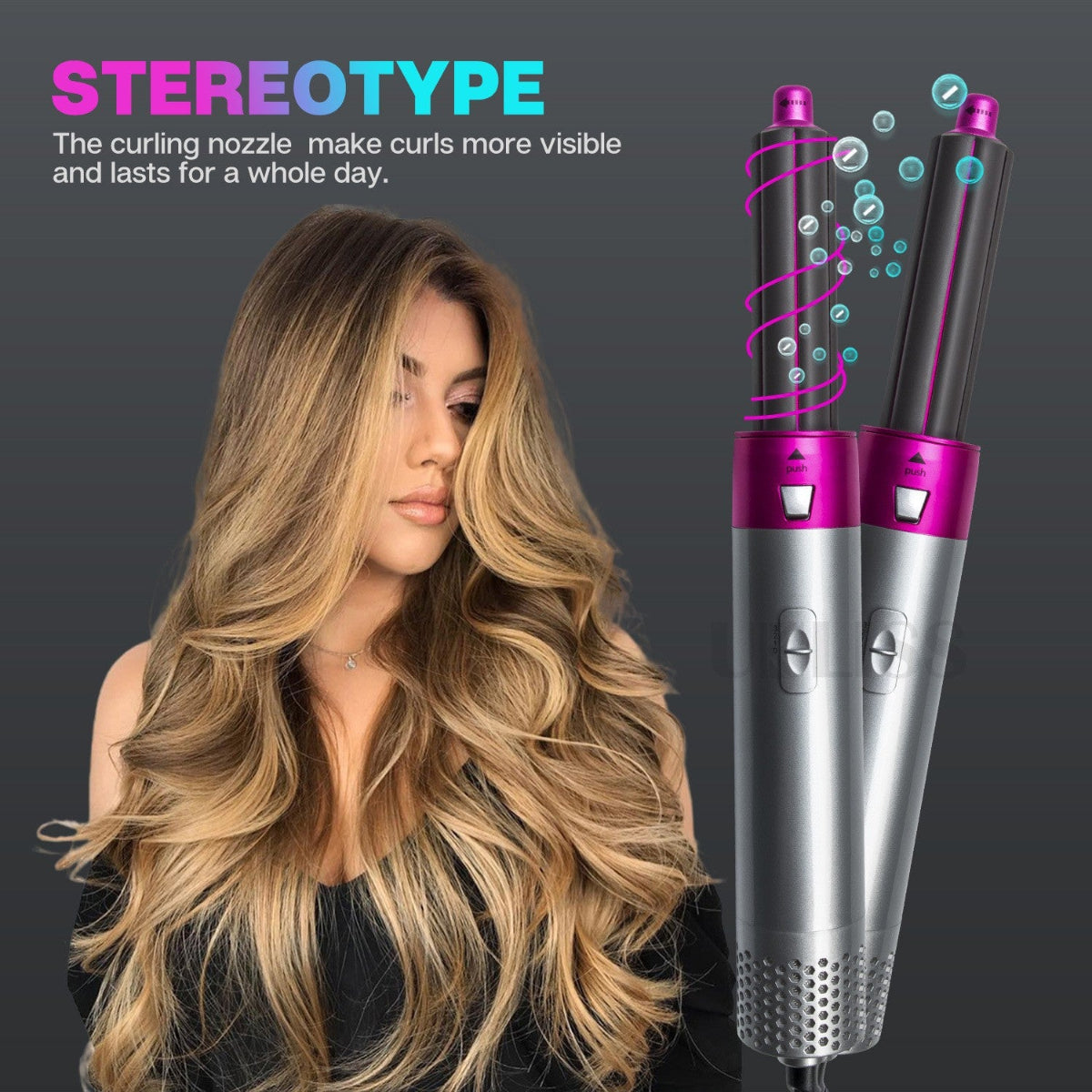 5 In 1 Professional Curling Iron Detachable Hot Air Comb High Speed Hair Dryer Automatic Hair Suction Air Curl